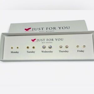 5 Pairs of Weekly Stud Earrings Set Gift Box